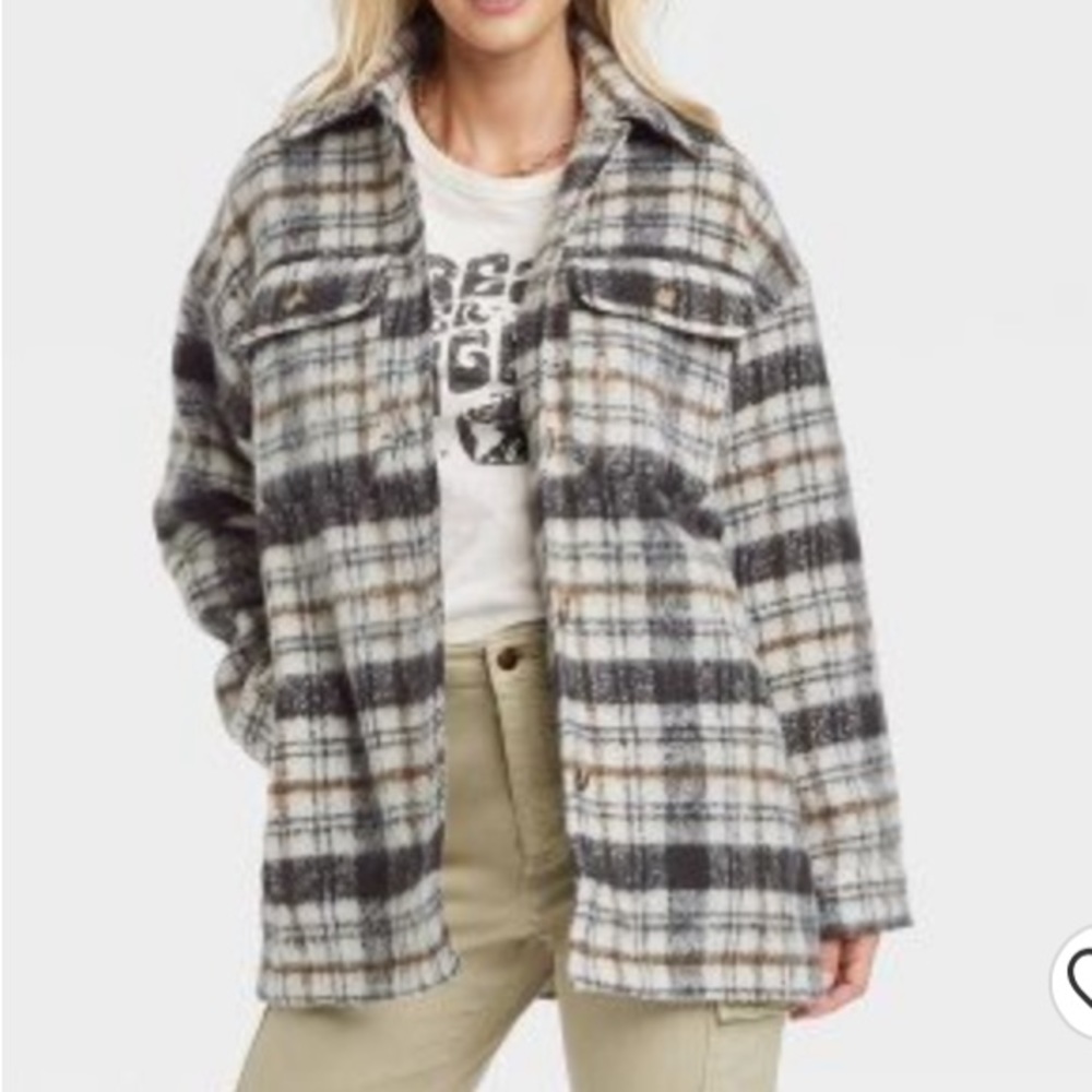 Universal Thread Oversized Brushed Wool Plaid Sha… - image 1